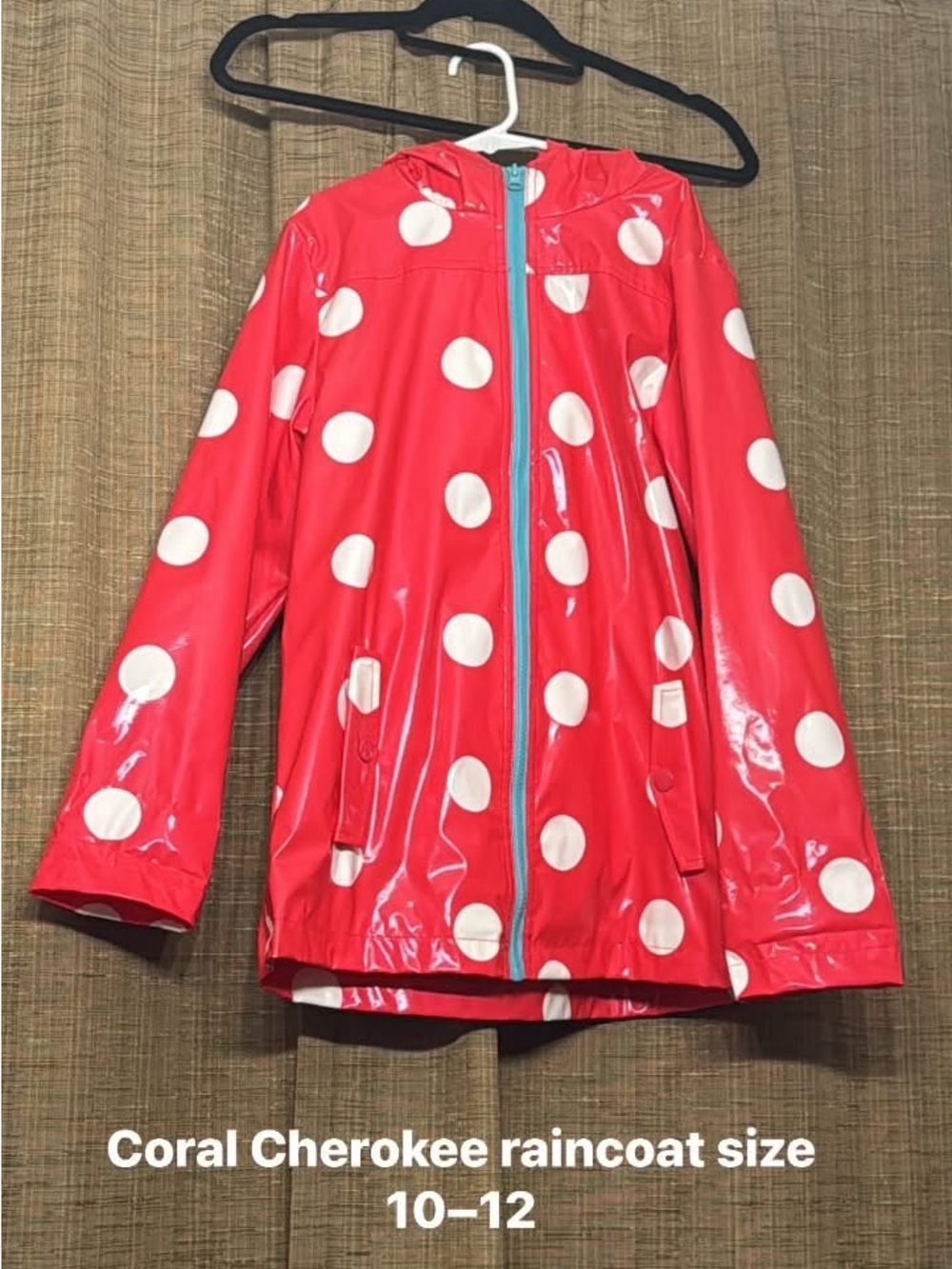 Cherokee Coral Polka Dot Kids Rain Jacket - Coral/White